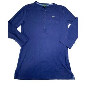 LRL Lauren Jeans Co Ralph Lauren Long Sleeve‎ Henley Pocket TShirt Y2K Blue XS